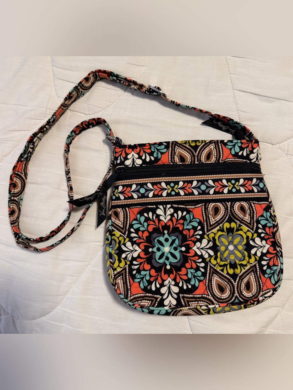 Vera Bradley Black Multicolor Floral Quilted Crossbody